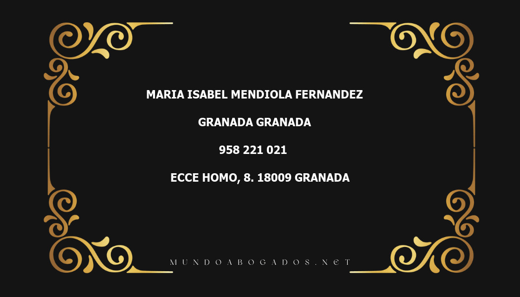 abogado Maria Isabel Mendiola Fernandez en la localidad de Granada