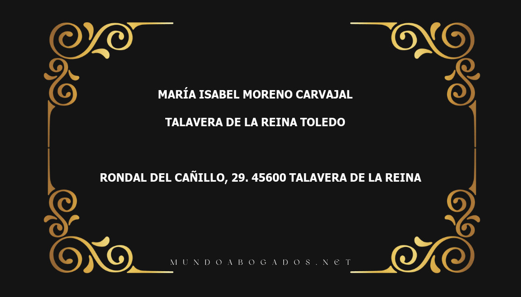 abogado María Isabel Moreno Carvajal en la localidad de Talavera de la Reina