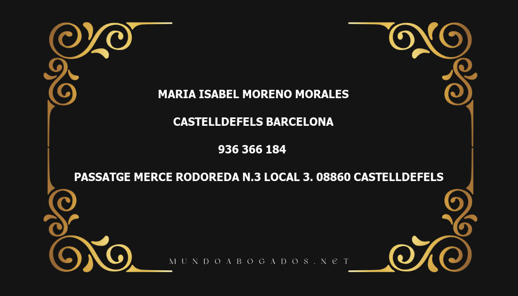 abogado Maria Isabel Moreno Morales en la localidad de Castelldefels