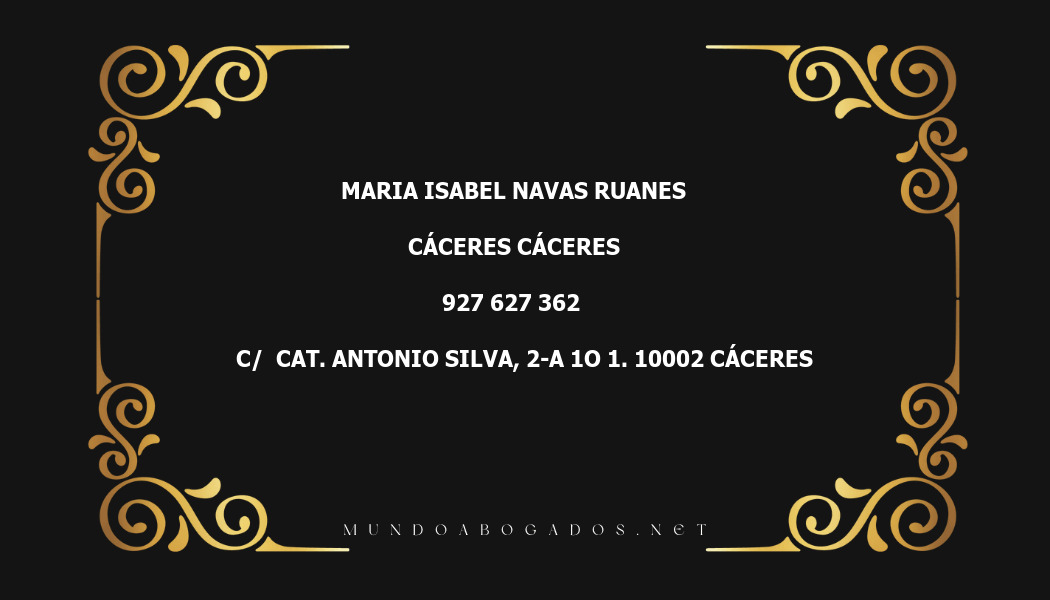 abogado Maria Isabel Navas Ruanes en la localidad de Cáceres