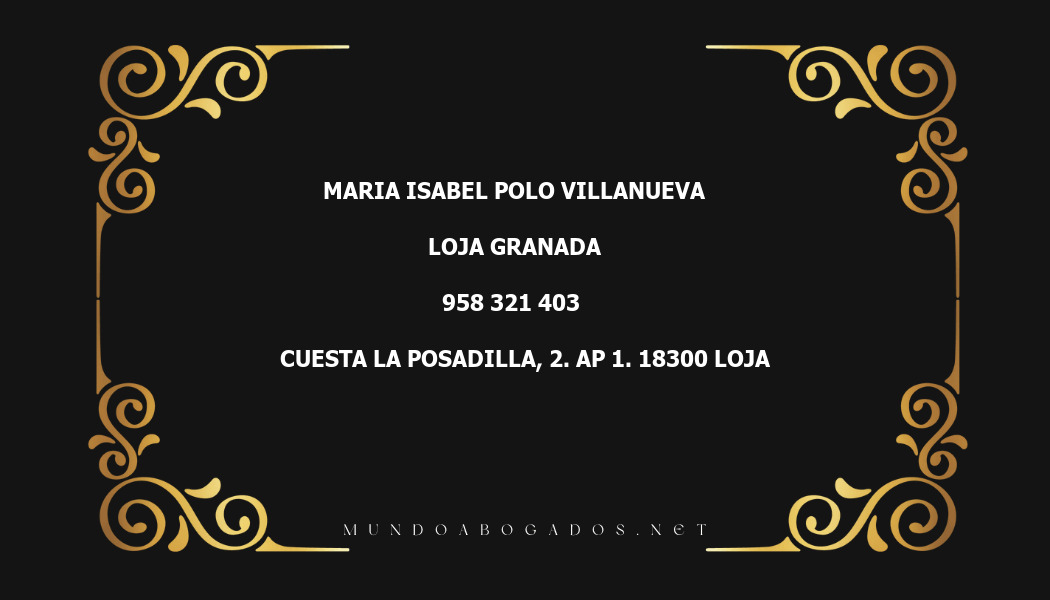 abogado Maria Isabel Polo Villanueva en la localidad de Loja