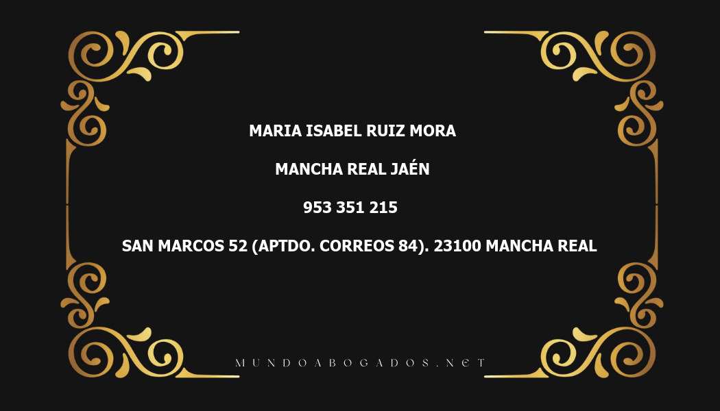 abogado Maria Isabel Ruiz Mora en la localidad de Mancha Real