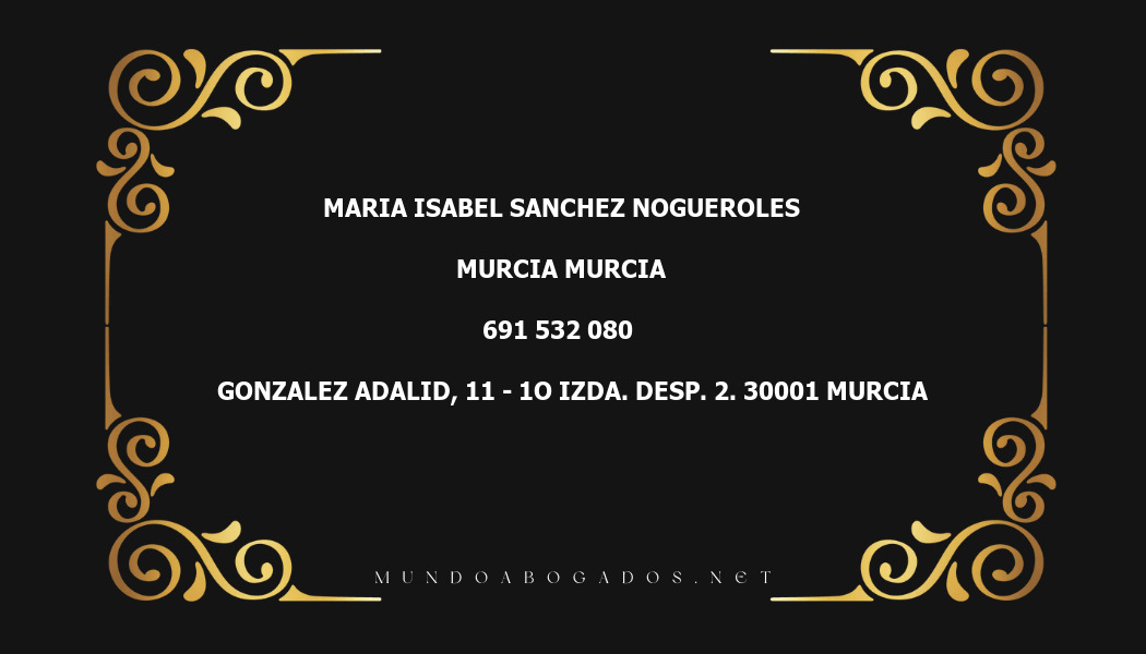 abogado Maria Isabel Sanchez Nogueroles en la localidad de Murcia