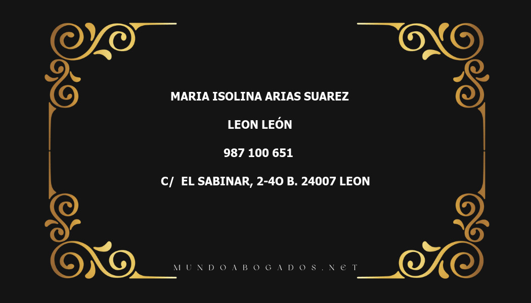 abogado Maria Isolina Arias Suarez en la localidad de Leon