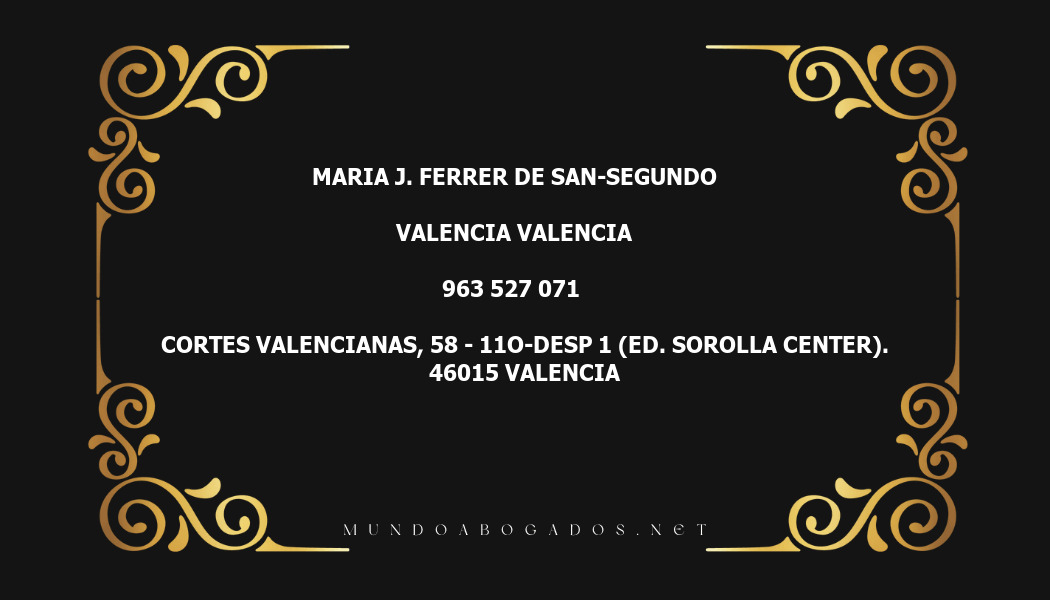 abogado Maria J. Ferrer De San-Segundo en la localidad de Valencia