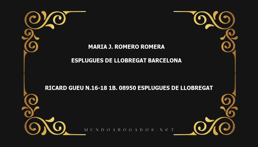 abogado Maria J. Romero Romera en la localidad de Esplugues de Llobregat