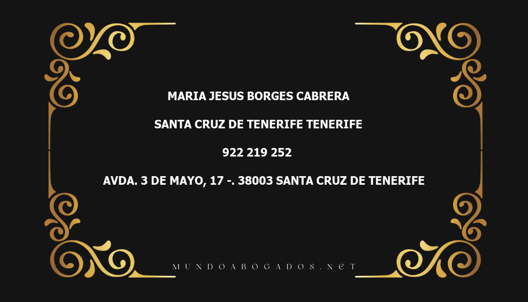 abogado Maria Jesus Borges Cabrera en la localidad de Santa Cruz de Tenerife