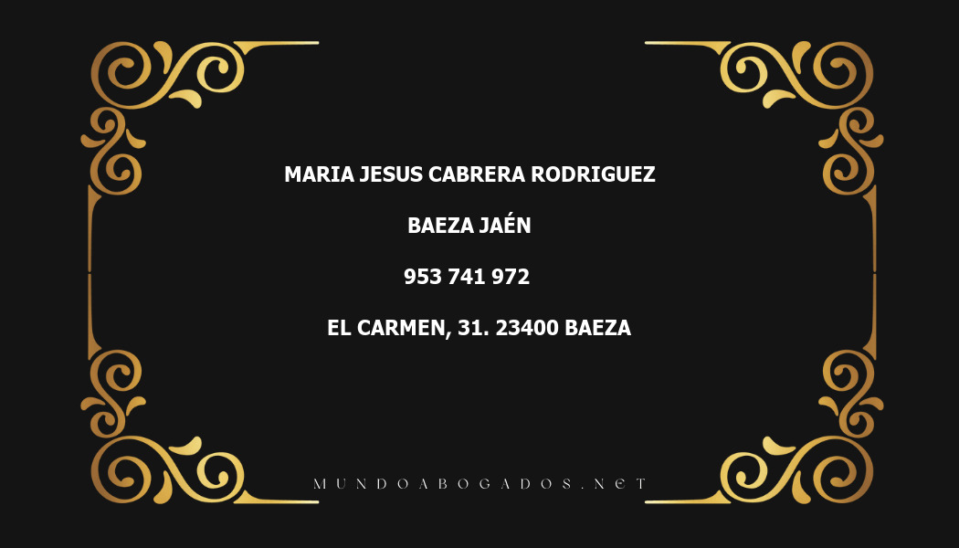 abogado Maria Jesus Cabrera Rodriguez en la localidad de Baeza