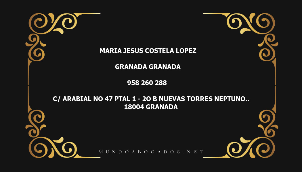 abogado Maria Jesus Costela Lopez en la localidad de Granada