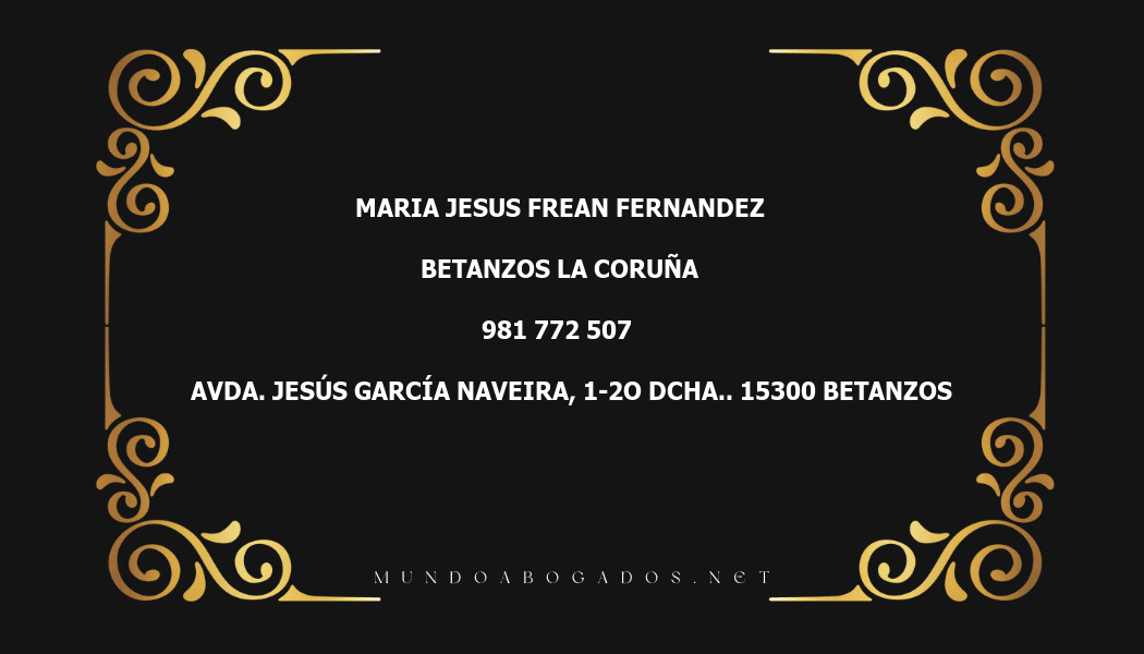 abogado Maria Jesus Frean Fernandez en la localidad de Betanzos