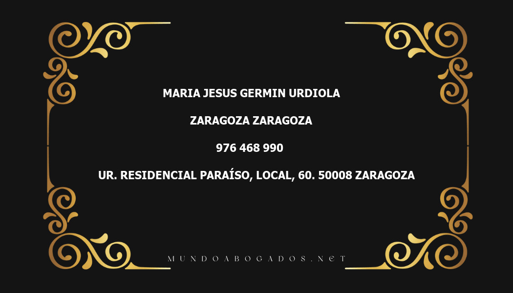 abogado Maria Jesus Germin Urdiola en la localidad de Zaragoza