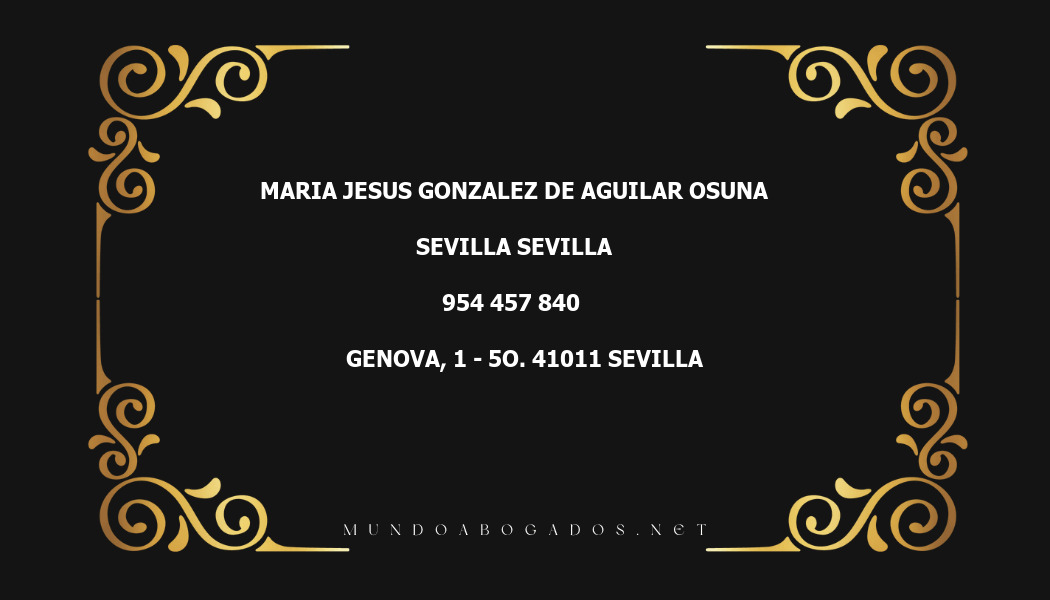 abogado Maria Jesus Gonzalez De Aguilar Osuna en la localidad de Sevilla