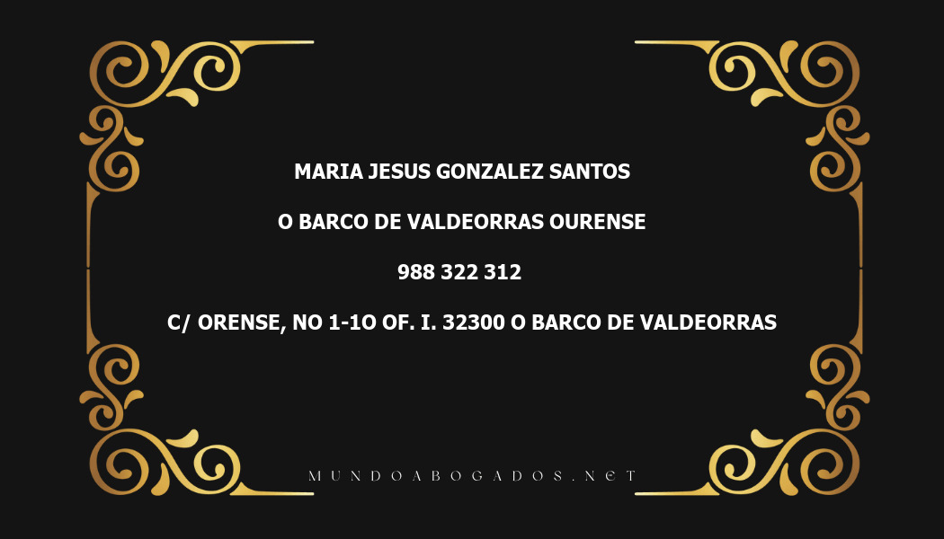 abogado Maria Jesus Gonzalez Santos en la localidad de O Barco de Valdeorras