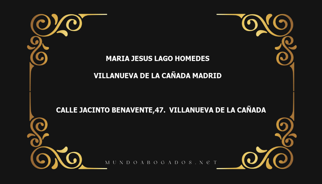 abogado Maria Jesus Lago Homedes en la localidad de Villanueva de la Cañada