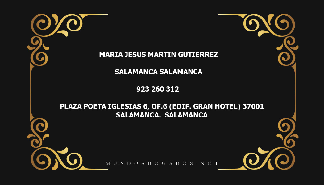 abogado Maria Jesus Martin Gutierrez en la localidad de Salamanca