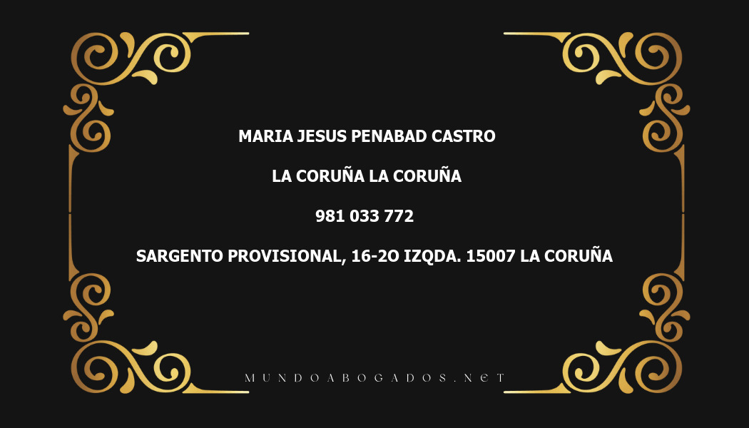 abogado Maria Jesus Penabad Castro en la localidad de La Coruña