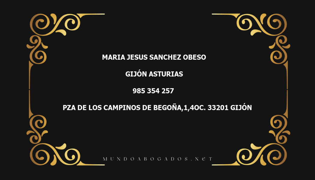 abogado Maria Jesus Sanchez Obeso en la localidad de Gijón