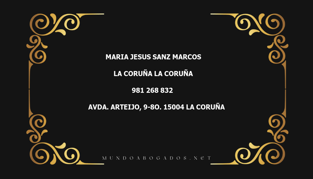 abogado Maria Jesus Sanz Marcos en la localidad de La Coruña