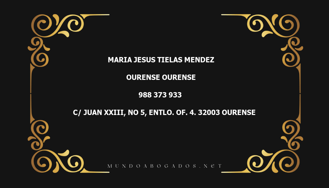 abogado Maria Jesus Tielas Mendez en la localidad de Ourense