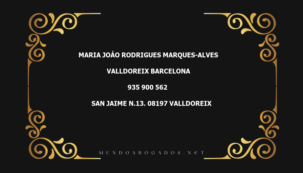 abogado Maria Joáo Rodrigues Marques-Alves en la localidad de Valldoreix