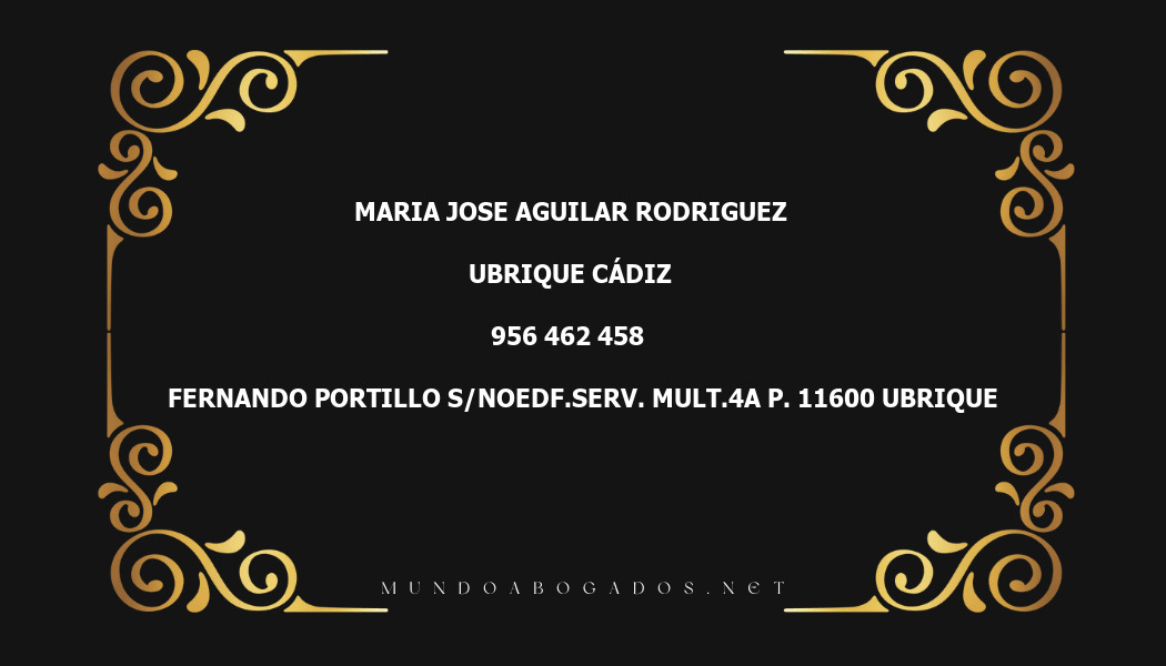 abogado Maria Jose Aguilar Rodriguez en la localidad de Ubrique