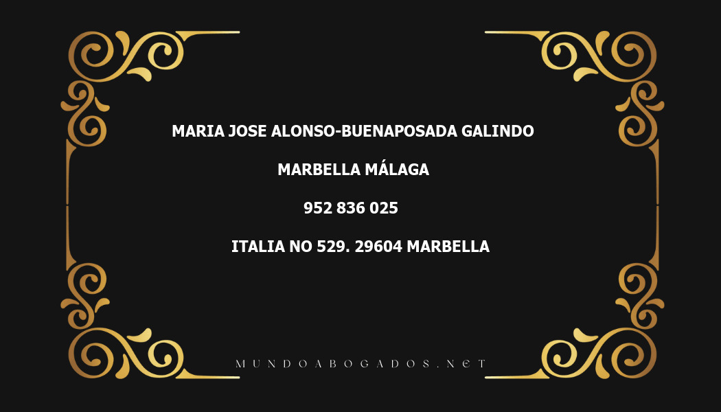 abogado Maria Jose Alonso-Buenaposada Galindo en la localidad de Marbella