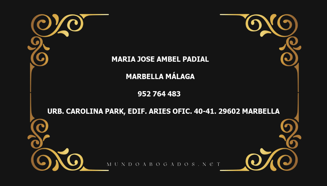 abogado Maria Jose Ambel Padial en la localidad de Marbella