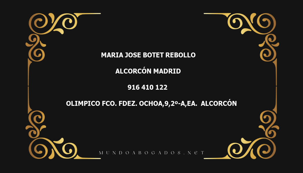 abogado Maria Jose Botet Rebollo en la localidad de Alcorcón