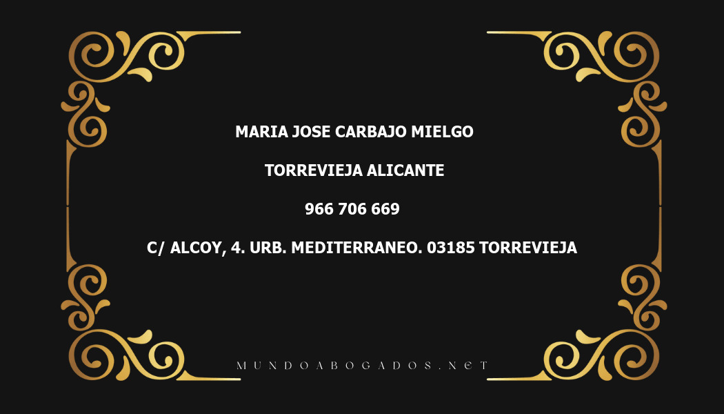 abogado Maria Jose Carbajo Mielgo en la localidad de Torrevieja