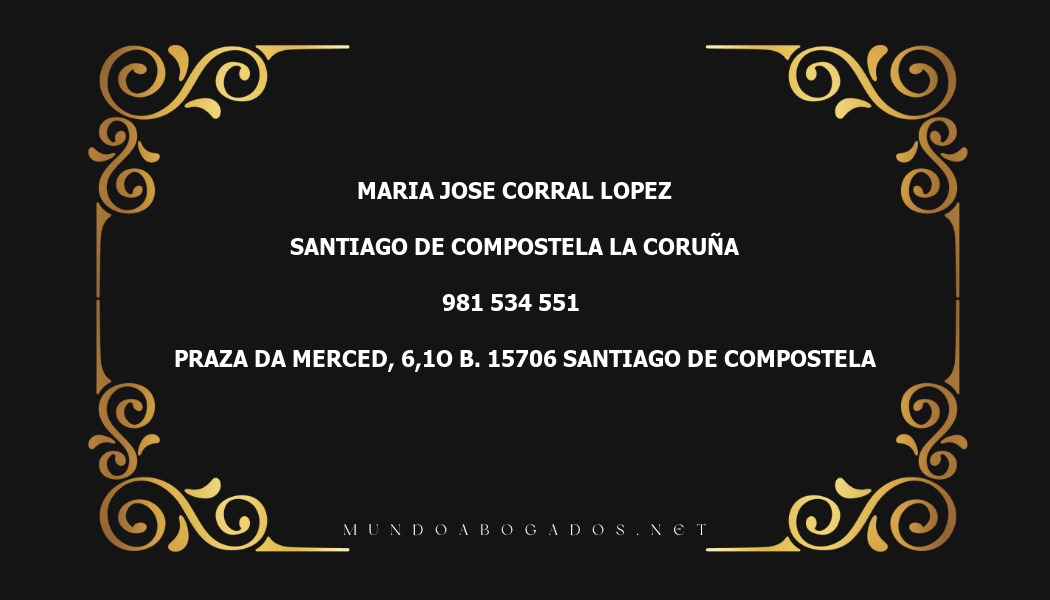 abogado Maria Jose Corral Lopez en la localidad de Santiago de Compostela