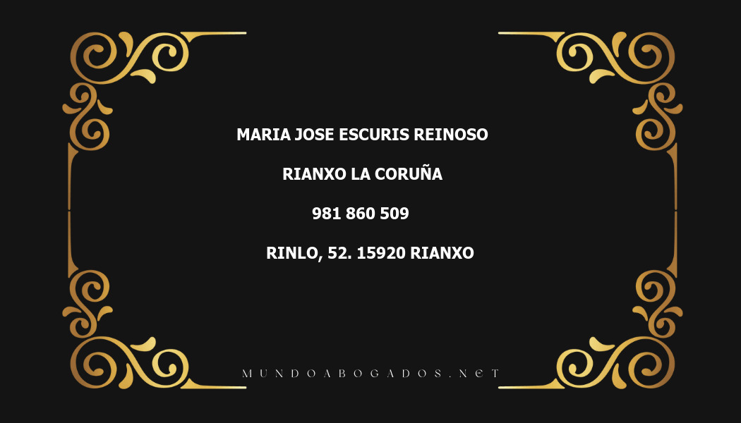 abogado Maria Jose Escuris Reinoso en la localidad de Rianxo