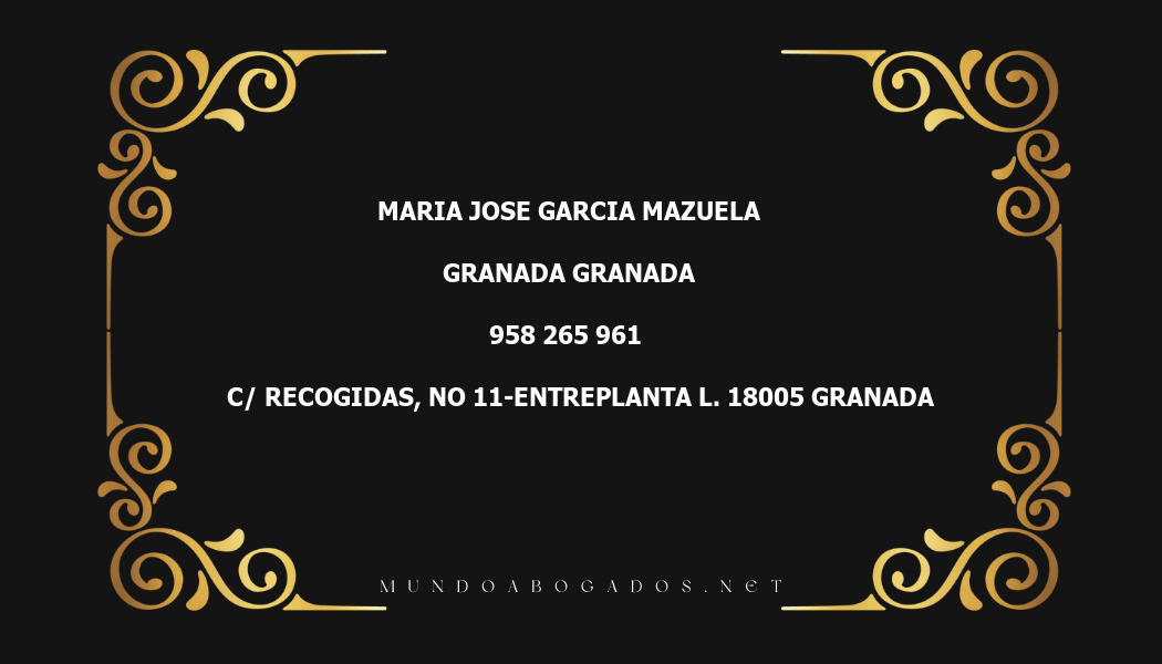 abogado Maria Jose Garcia Mazuela en la localidad de Granada