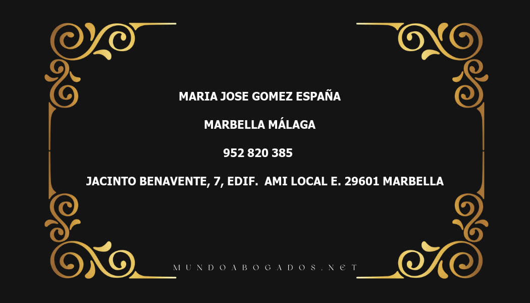 abogado Maria Jose Gomez España en la localidad de Marbella