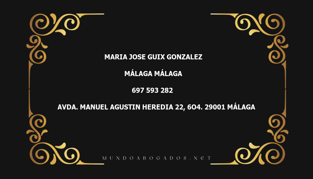 abogado Maria Jose Guix Gonzalez en la localidad de Málaga