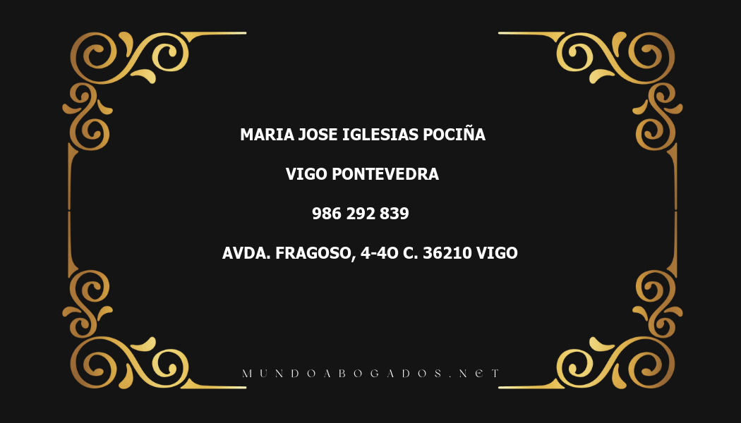 abogado Maria Jose Iglesias Pociña en la localidad de Vigo