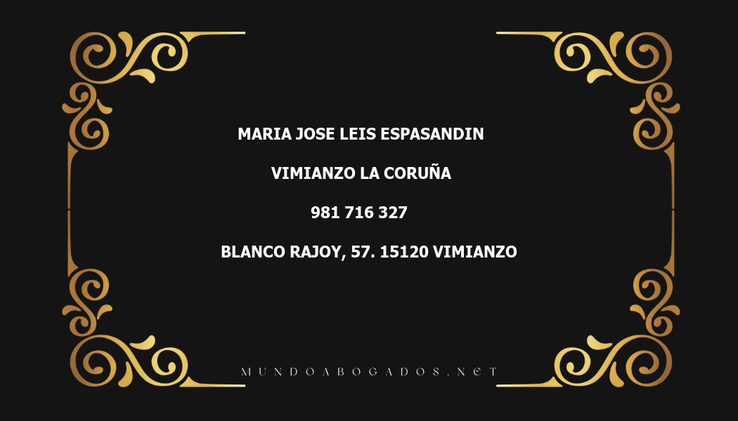 abogado Maria Jose Leis Espasandin en la localidad de Vimianzo