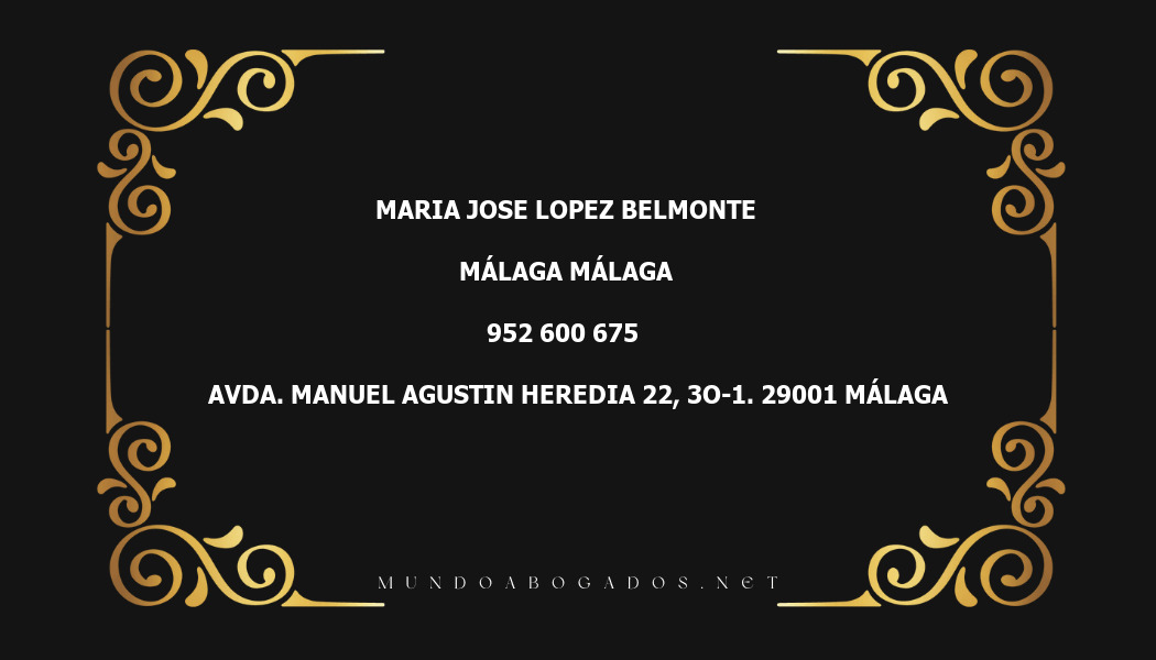 abogado Maria Jose Lopez Belmonte en la localidad de Málaga