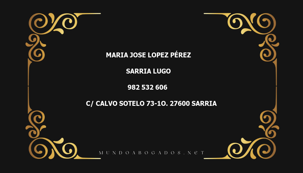 abogado Maria Jose Lopez Pérez en la localidad de Sarria