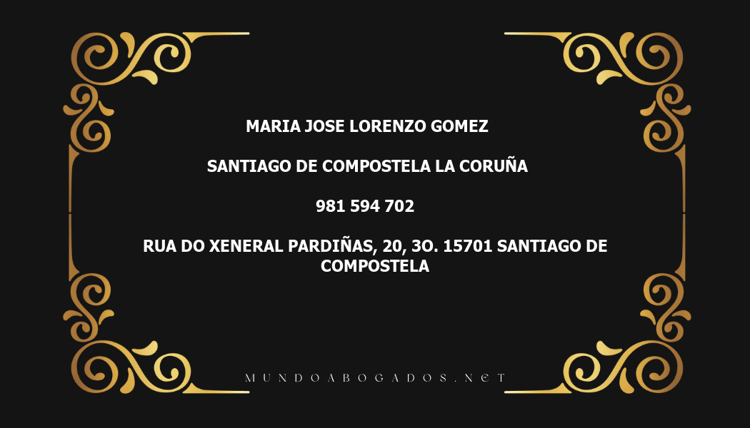 abogado Maria Jose Lorenzo Gomez en la localidad de Santiago de Compostela