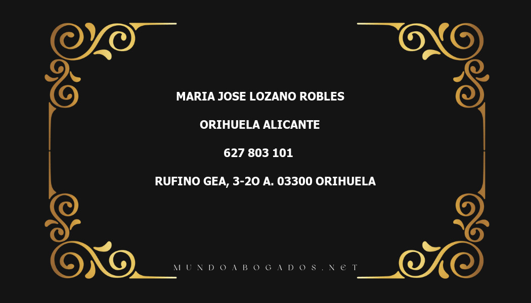 abogado Maria Jose Lozano Robles en la localidad de Orihuela