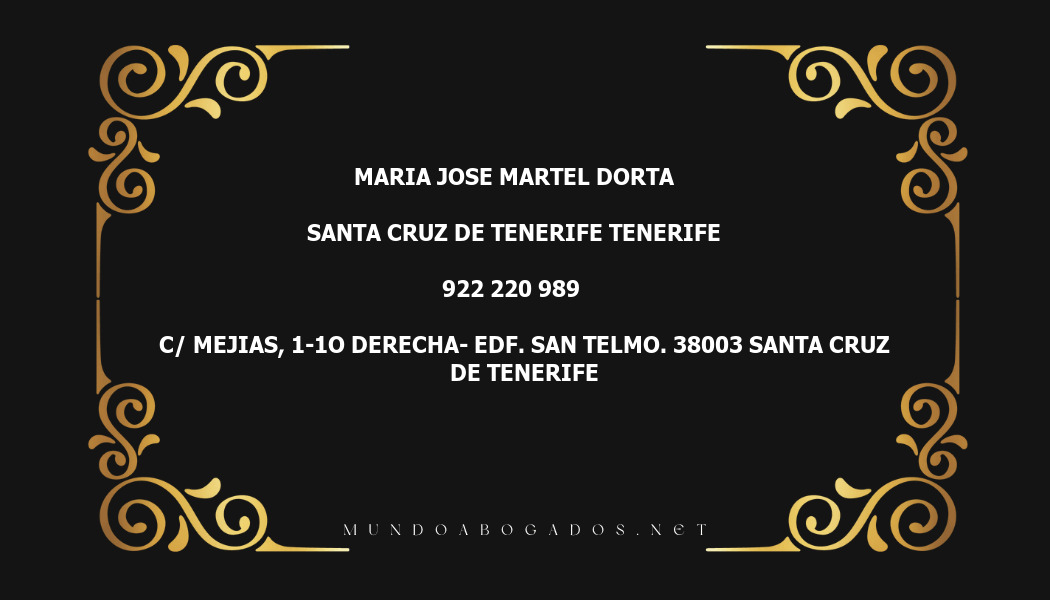 abogado Maria Jose Martel Dorta en la localidad de Santa Cruz de Tenerife