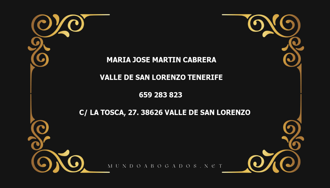 abogado Maria Jose Martin Cabrera en la localidad de Valle de San Lorenzo