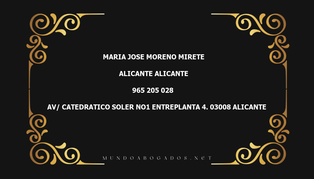 abogado Maria Jose Moreno Mirete en la localidad de Alicante