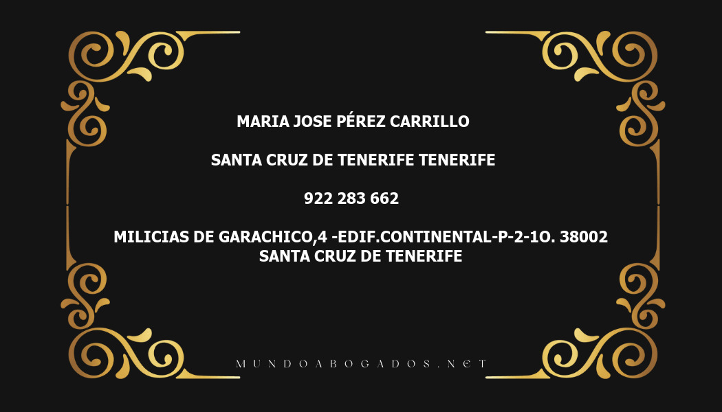 abogado Maria Jose Pérez Carrillo en la localidad de Santa Cruz de Tenerife