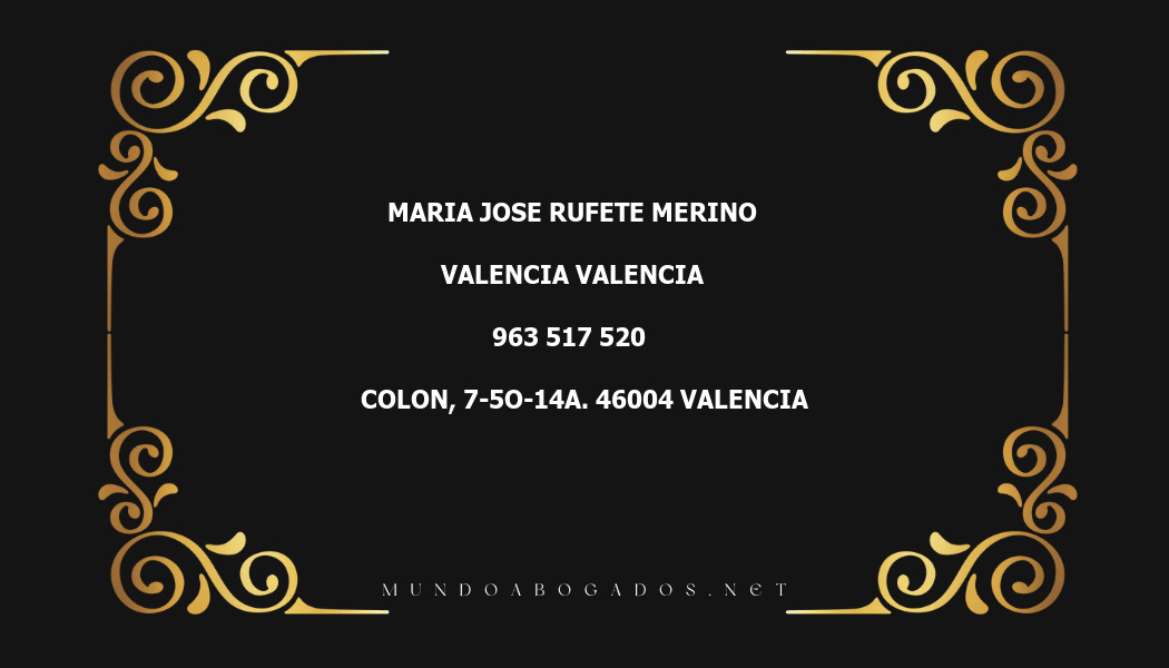 abogado Maria Jose Rufete Merino en la localidad de Valencia