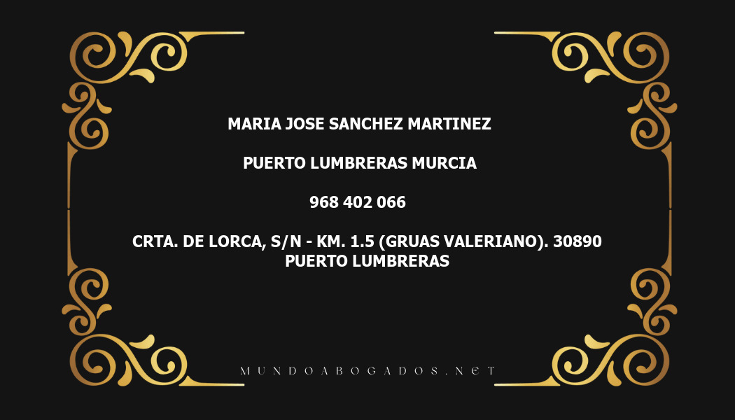 abogado Maria Jose Sanchez Martinez en la localidad de Puerto Lumbreras