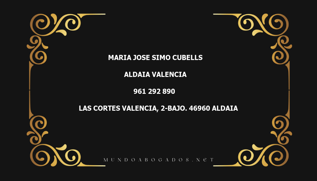 abogado Maria Jose Simo Cubells en la localidad de Aldaia