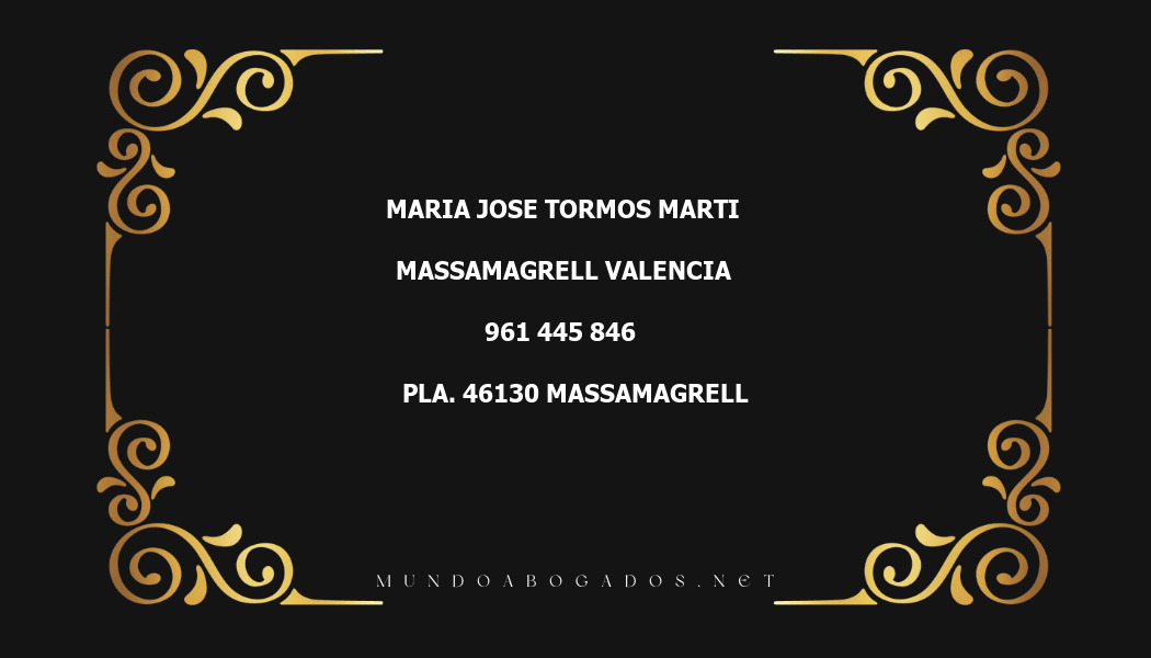 abogado Maria Jose Tormos Marti en la localidad de Massamagrell