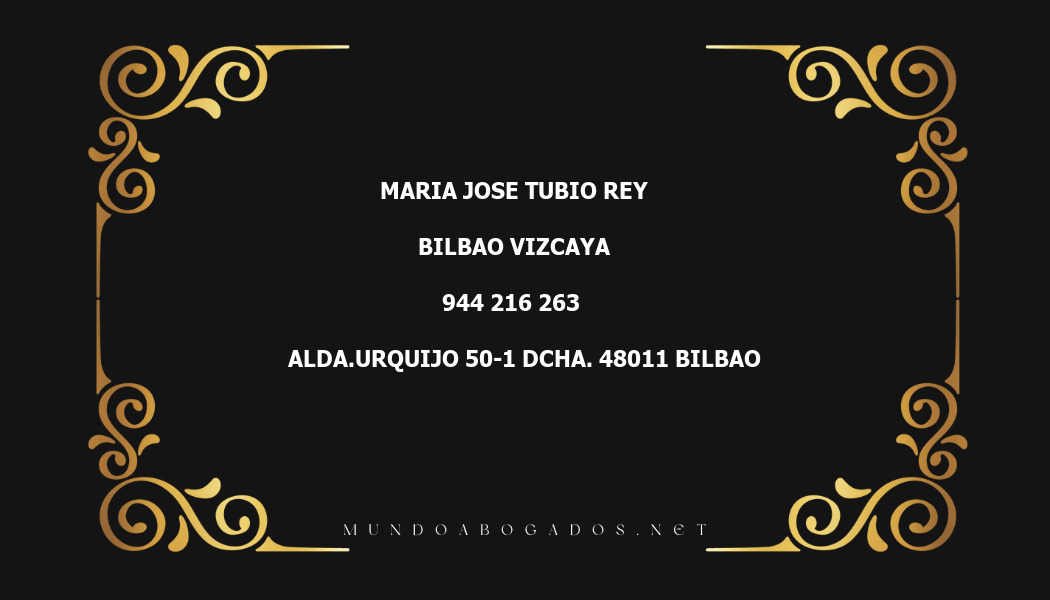 abogado Maria Jose Tubio Rey en la localidad de Bilbao