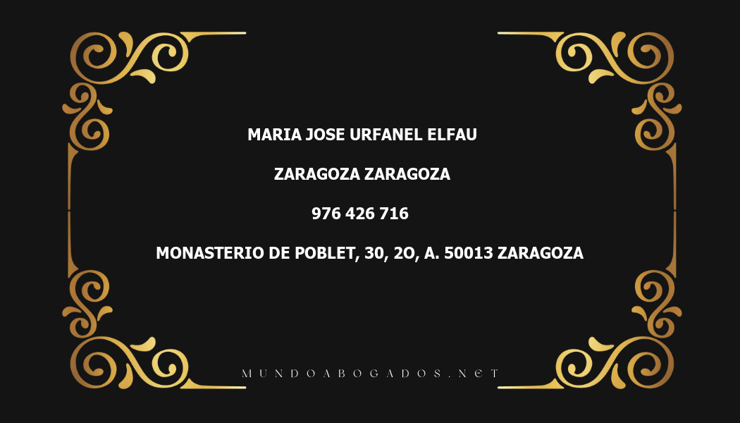 abogado Maria Jose Urfanel Elfau en la localidad de Zaragoza